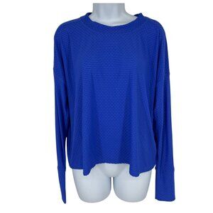 Calia By Carrie Underwood Blue Diamond Mesh Long Sleeve Shirt Size L